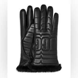 UGG Leather Quilted Logo Tech Gloves.